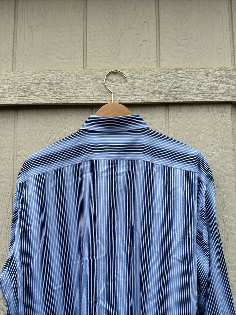 Thomas Dean Men’s XL Blue White Striped Dress Shirt 100% Pima Cotton - Picture 7 of 11
